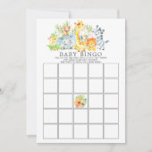Oerwoud Dieren BINGO Baby shower Game Kaart (Voorkant)