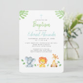 Oerwoud Dieren Doop Uitnodiging (Staand voorkant)