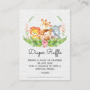 Oerwoud Dieren Douche Luier Raffle Ticket Informatiekaartje
