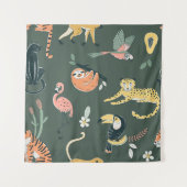 Oerwoud Dieren Flora Fauna Wandkleed (Voorkant)