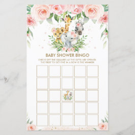 Oerwoud Dieren Floral Baby shower Bingo Game