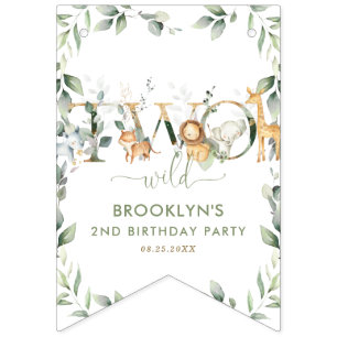 Oerwoud Dieren Greenery 2 Wilde 2e verjaardag Vlaggetjes