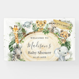 Oerwoud Dieren Greenery Baby shower Backdrop  Spandoek