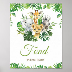 Oerwoud Dieren Greenery Baby shower Birthday Food Poster