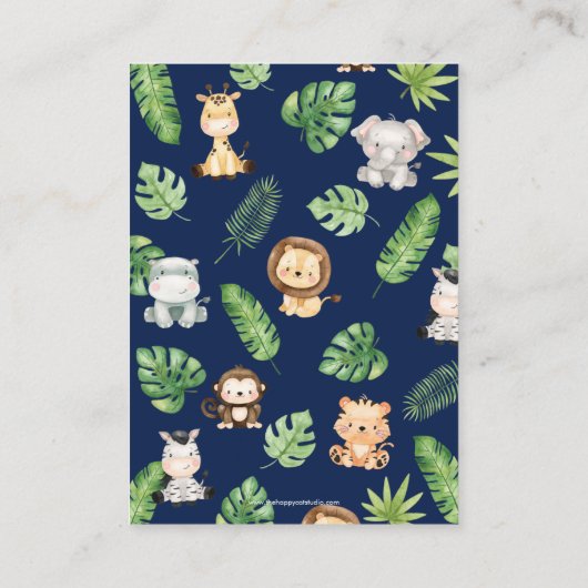 Oerwoud Dieren Greenery Baby shower brengt boek me Informatiekaartje (Achterkant)