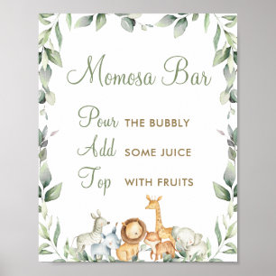 Oerwoud Dieren Greenery Baby shower Momosa Bar Poster