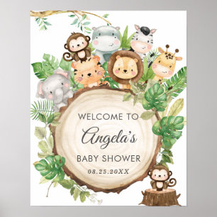 Oerwoud Dieren Greenery Baby shower Welkomstteken Poster