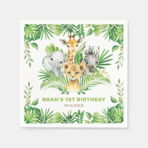 Oerwoud Dieren Greenery Lion Zebra Birthday Party Servet