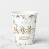 Oerwoud Dieren Groen Wild Een 1e Verjaardag Papieren Bekers (Achterkant)