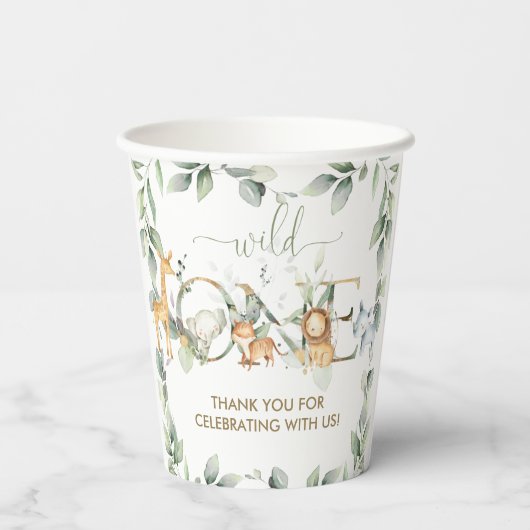 Oerwoud Dieren Groen Wild Een 1e Verjaardag Papieren Bekers (Achterkant)