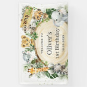 Oerwoud Dieren Groene 1e verjaardag Achtergrond Spandoek (Verticaal)