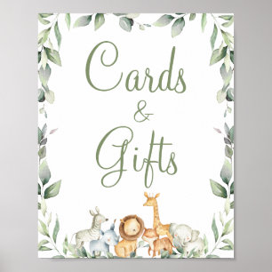 Oerwoud Dieren Groene Baby shower Kaarten Giften Poster