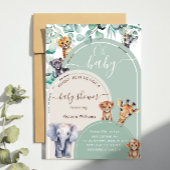 Oerwoud Dieren Groene Boho Baby shower Kaart