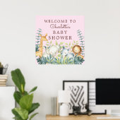 Oerwoud Dieren Meisjes Baby shower Welkom Poster (Thuiskantoor)