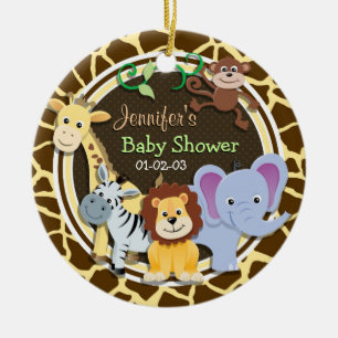 Oerwoud Dieren op Bruine Giraffe Dierenprint Keramisch Ornament