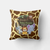 Oerwoud Dieren op Bruine Giraffe Dierenprint Kussen (Achterkant)