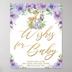 Oerwoud Dieren Paarse Floral Vernissen voor Baby Poster