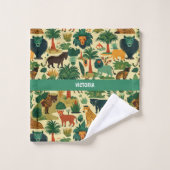 Oerwoud Dieren Retro Aangepast Patroon Bad Handdoek (Wasdoekje)