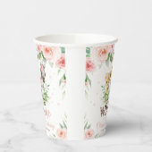 Oerwoud Dieren Roze Bloemen 1e Verjaardag Wild One Papieren Bekers (Links)