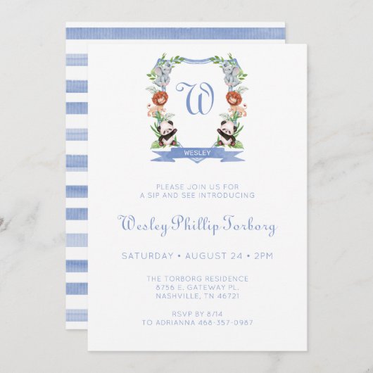 Oerwoud dieren rusten jongen en zien uitnodiging (Voorkant / Achterkant)