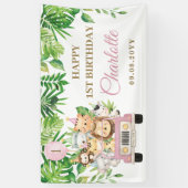 Oerwoud Dieren Safari Auto Avontuur Partij Achterg Spandoek (Verticaal)