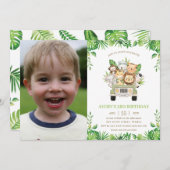 Oerwoud Dieren Safari Auto Groen Verjaardag Foto Kaart (Voorkant / Achterkant)