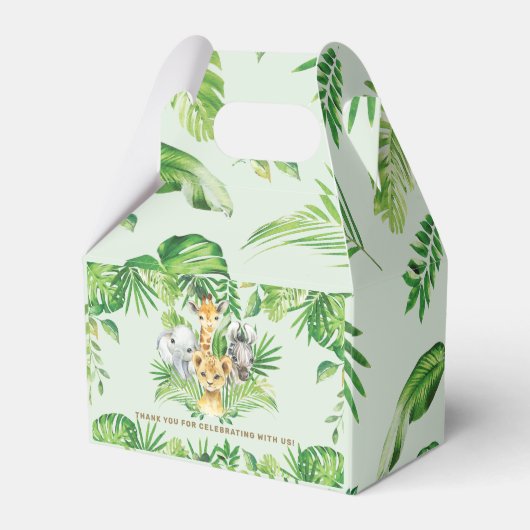 Oerwoud Dieren Safari Groen Verjaardag Dank u Bedankdoosjes (Achterkant)