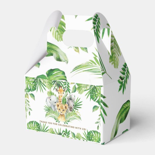 Oerwoud Dieren Safari Groen Verjaardag Dank u Bedankdoosjes (Achterkant)