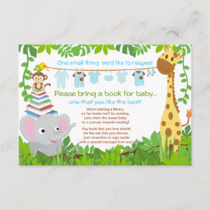 Oerwoud Dieren Safari Jongen Baby shower Boek Informatiekaartje