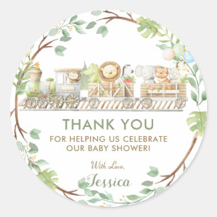 Oerwoud Dieren Trein Groen Dank u Favor Ronde Sticker