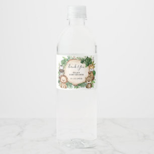 Oerwoud Dieren Tropical Greenery Baby shower Favor Waterfles Etiket