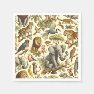  Oerwoud Dieren Waterverf Servet