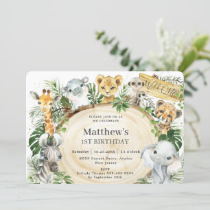 Oerwoud dieren woonden een eerste verjaardag in he kaart