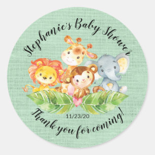 Oerwoud Dierenneutrale Baby shower Favor Sticker