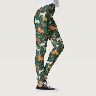 Oerwoud Dierenpatroon met bloemen Leggings