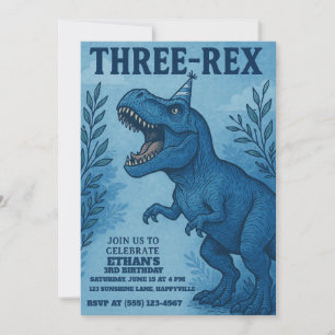 Oerwoud Dinosaurus Drie-rex Verjaardag Kaart