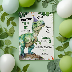Oerwoud Dinosaurus Drie-rex Verjaardag Kaart