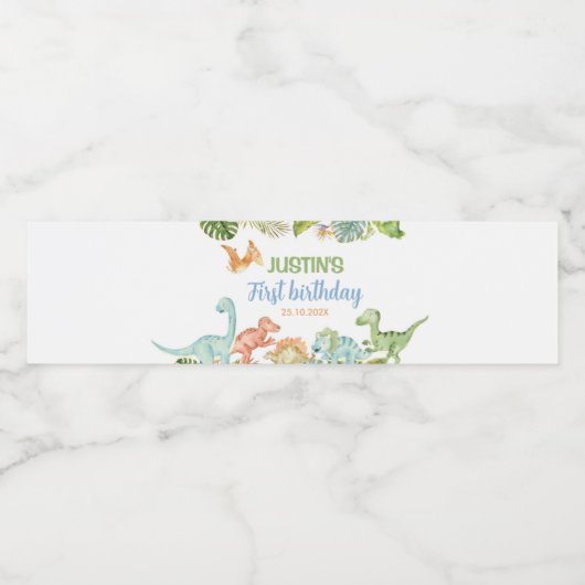 Oerwoud Dinosaurussen Verjaardagswaterflesetiket Waterfles Etiket (Enkel label)