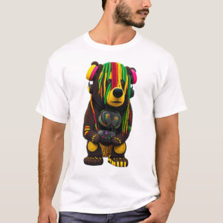 Oerwoud een Rasta-Beer met hoofdtelefoon vastmaken T-shirt