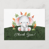 Oerwoud Elephant Baby shower Dank u Briefkaart (Voorkant)