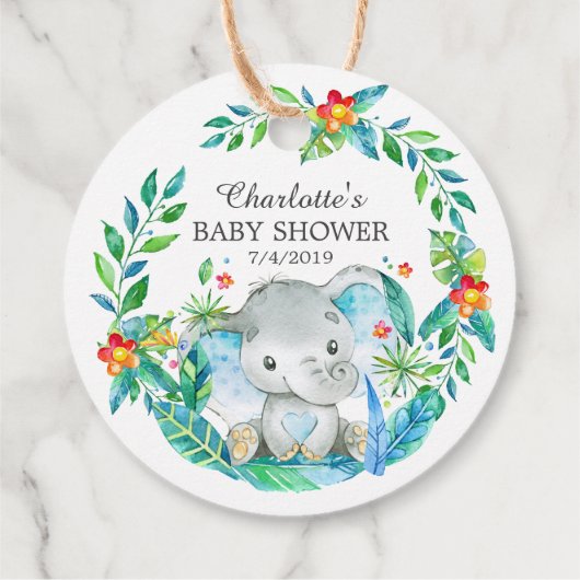 Oerwoud Elephant Baby shower Favor Gift Label (Achterkant)