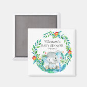 Oerwoud Elephant Baby shower Favor Magnet Magneet (Voorkant / Achterkant)