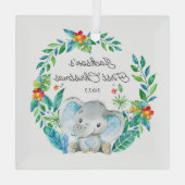 Oerwoud Elephant Baby's Eerste Kerstmis Glas Ornament (Achterkant)