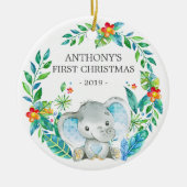 Oerwoud Elephant Baby's Foto kerstversiering Keramisch Ornament (Voorkant)