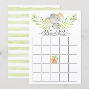 Oerwoud Elephant BINGO Baby shower Game Kaart