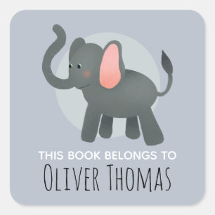 oerwoud Elephant Kinder Bookplaat Vierkante Sticker