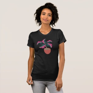 Oerwoud- en tropische monstera roze bladeren t-shirt