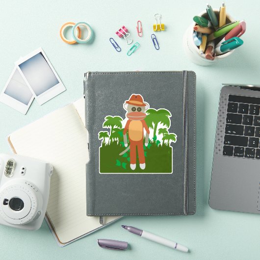 Oerwoud Explorer Sock Monkey Fun Adventure Design Sticker (iPad Cover)