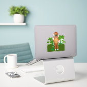 Oerwoud Explorer Sock Monkey Fun Adventure Design Sticker (Laptop op bureau)