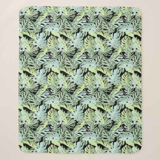 Oerwoud Floral Pattern Sherpa Deken (Voorkant)